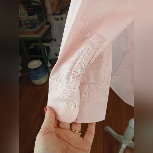 J. Crew Haberdashery Women's Pink Collar Stretch Button-Up Shirt ¾ sleeves LN - Picture 6 of 6